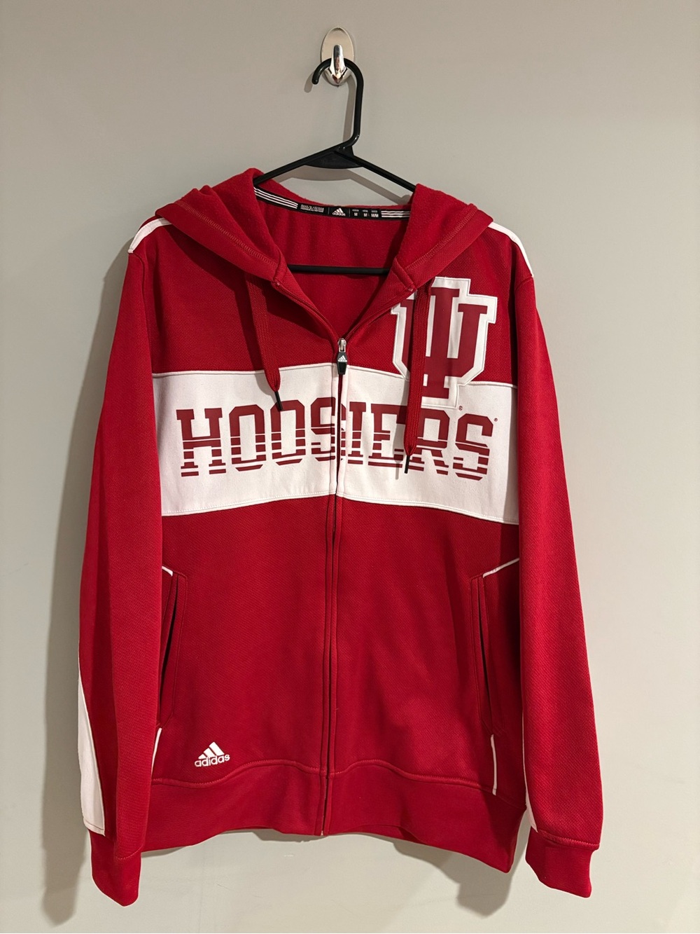 adidas Red and White Hoosiers Zip Hoodie